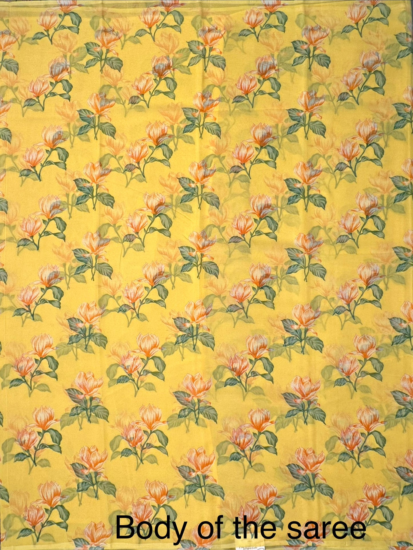 Yellow Floral Print Chiffon Saree