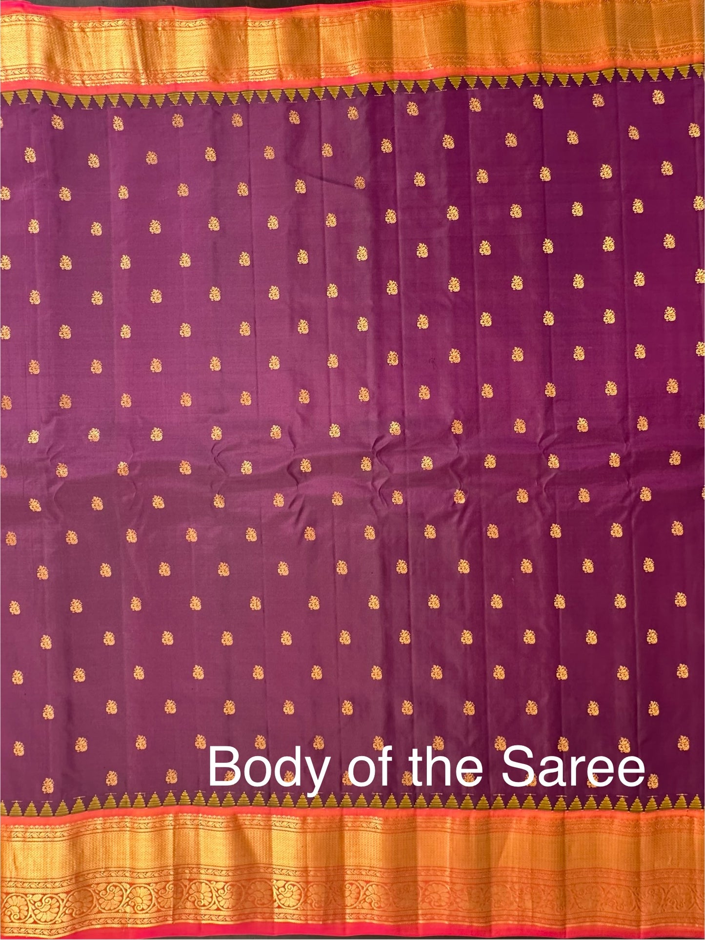 Purple-Coral Gadwal Pure Silk Saree