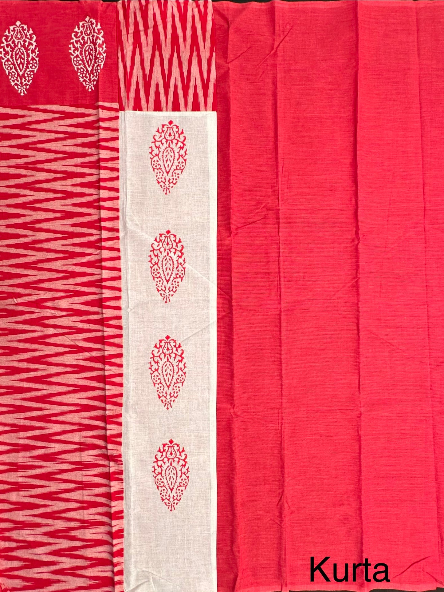 Red-Off White South Cotton 3-Piece Suit