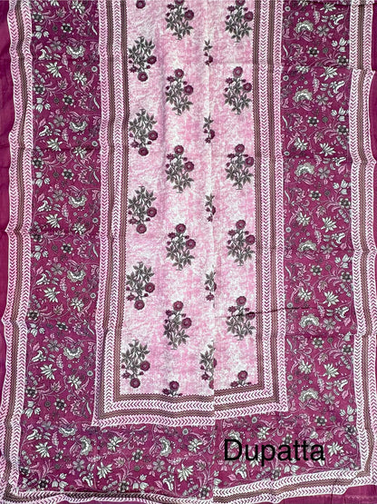 Pink Jaipuri Necktie Cotton 3-Piece Suit