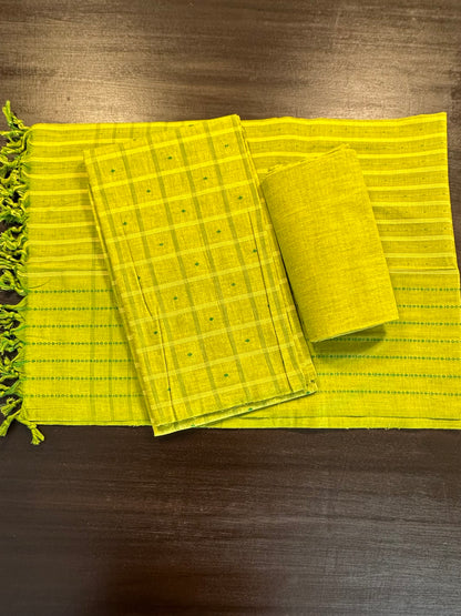 Mehndi Green Checkered Handloom Suit
