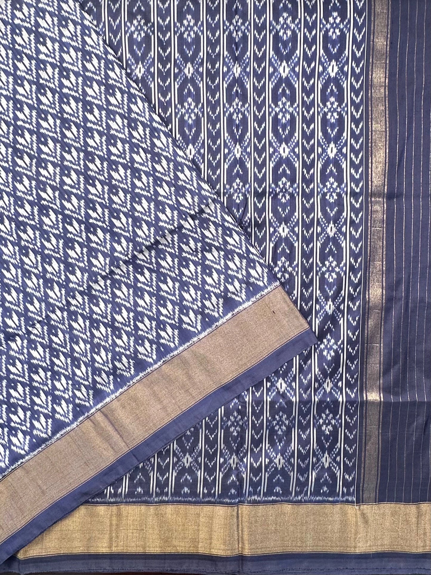 Navy Blue Ikkat Pure Silk Saree
