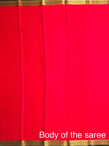 Red-Black Mysore Crepe Saree
