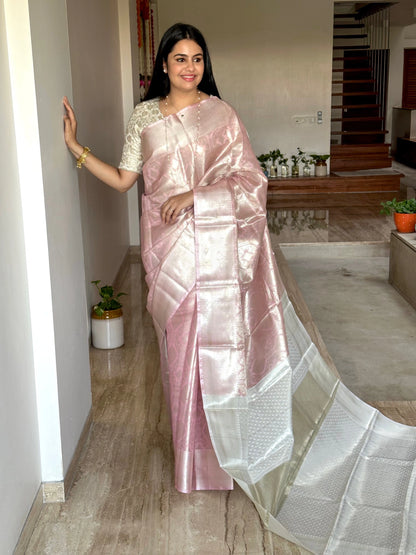 Pink Saadagi Tissue Saree