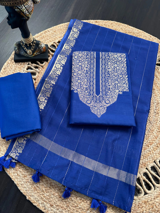 Royal  Blue Handloom Chanderi Suit