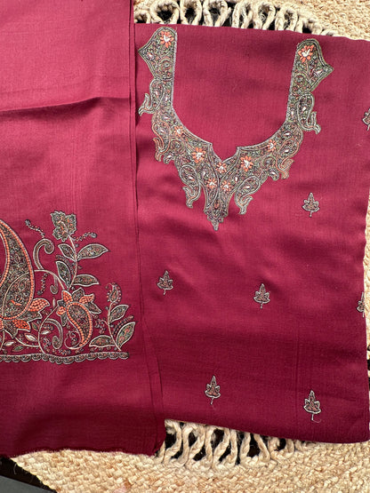 Maroon Woolen 3-Piece Suit