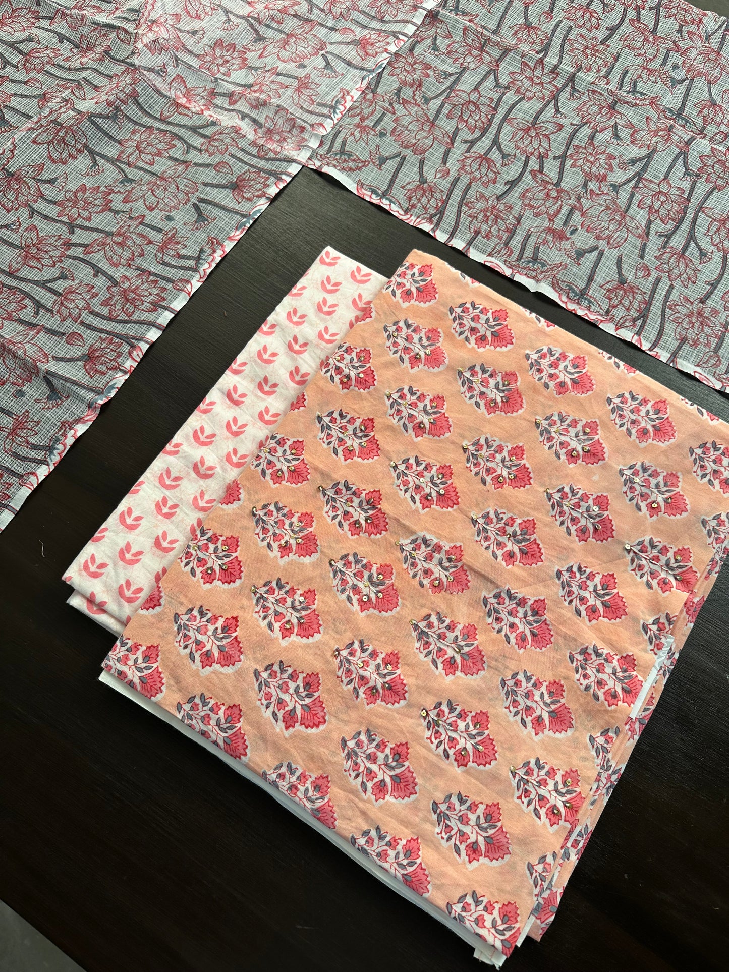 Peach Printed Pure Cotton Suit