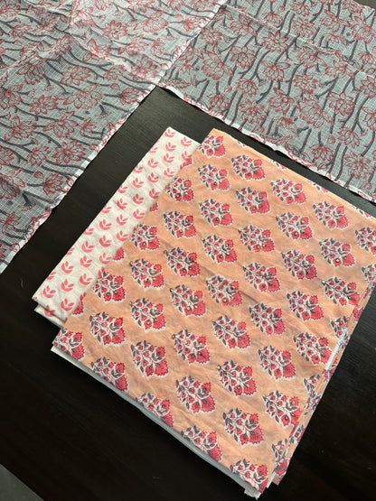 Peach Printed Pure Cotton Suit