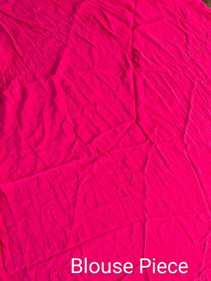 Sea Green-Pink-Rani Leheriya Pure Georgette Saree