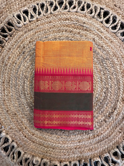 Mustard Narayanpet Cotton Saree