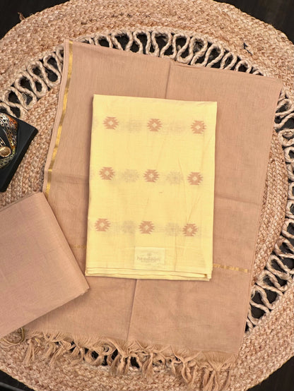 Yellow-Beige South Cotton 3-Piece Suit