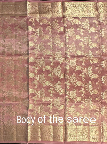 Dusky Pink Tissue Silk Saree