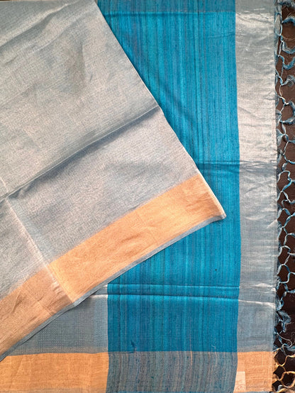 Firozi Emboss Pure Tissue Silk Saree