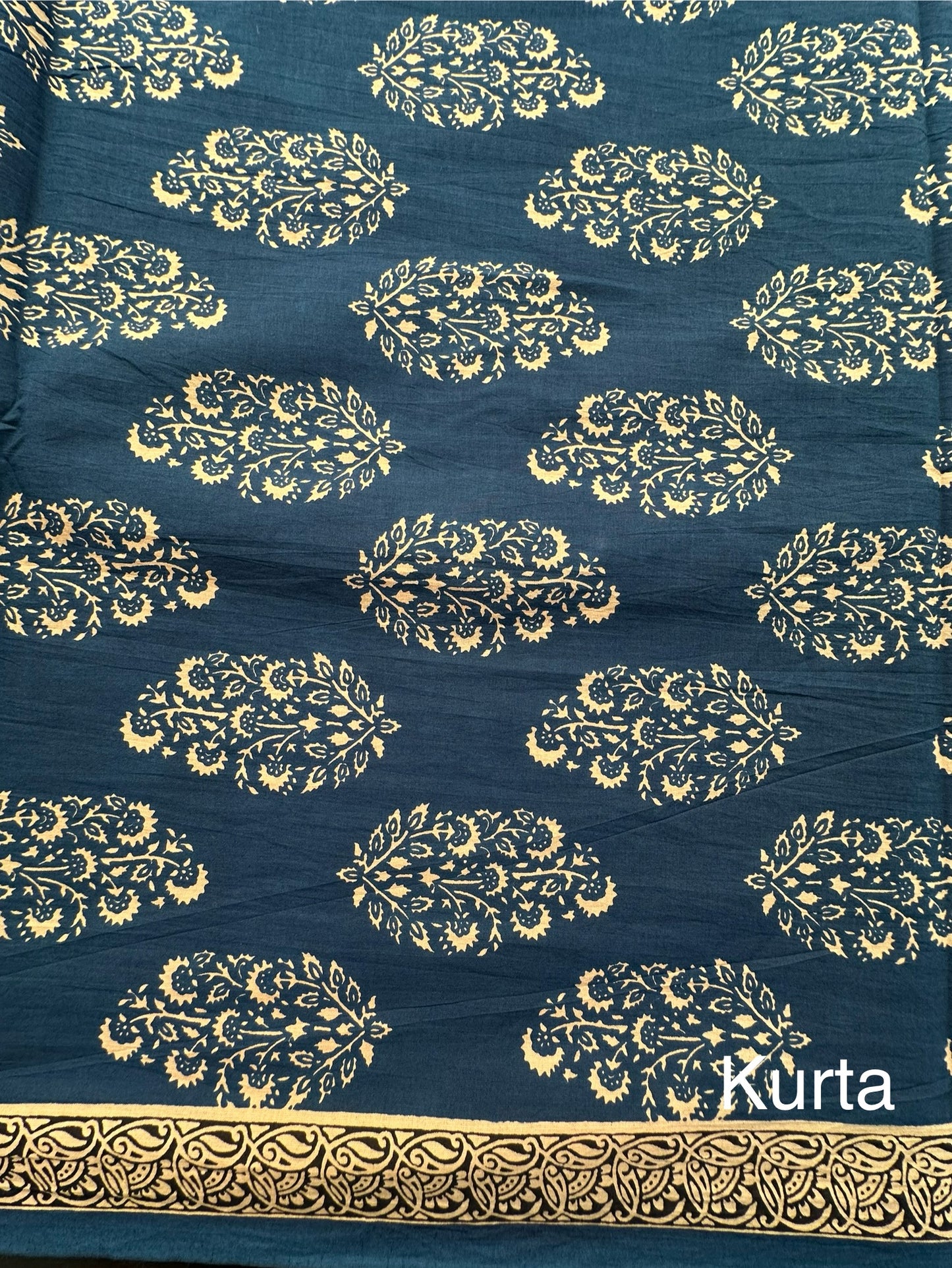 Blue Block Printed Pure Cotton Suit