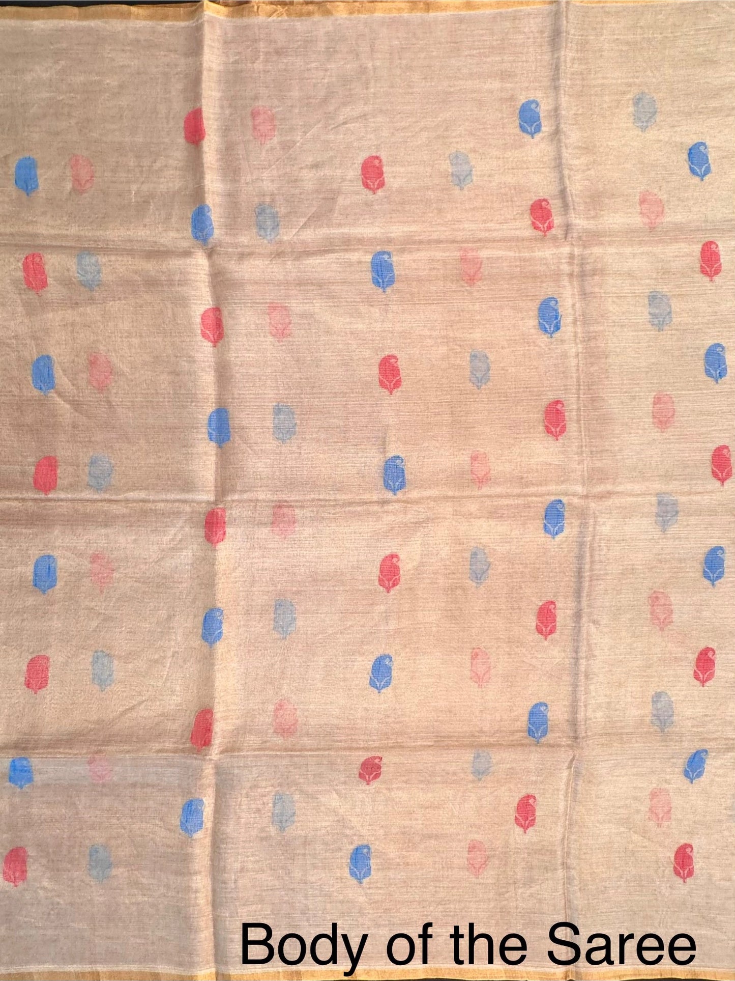 Golden-Pink Pure Tissue Silk Saree