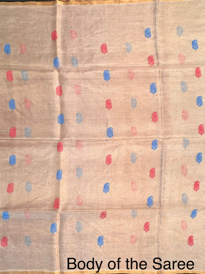 Golden-Pink Pure Tissue Silk Saree