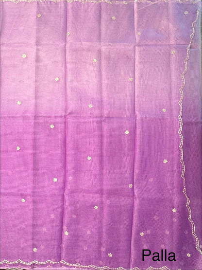 Lavender Gitika Kota Doria Pure Silk Saree