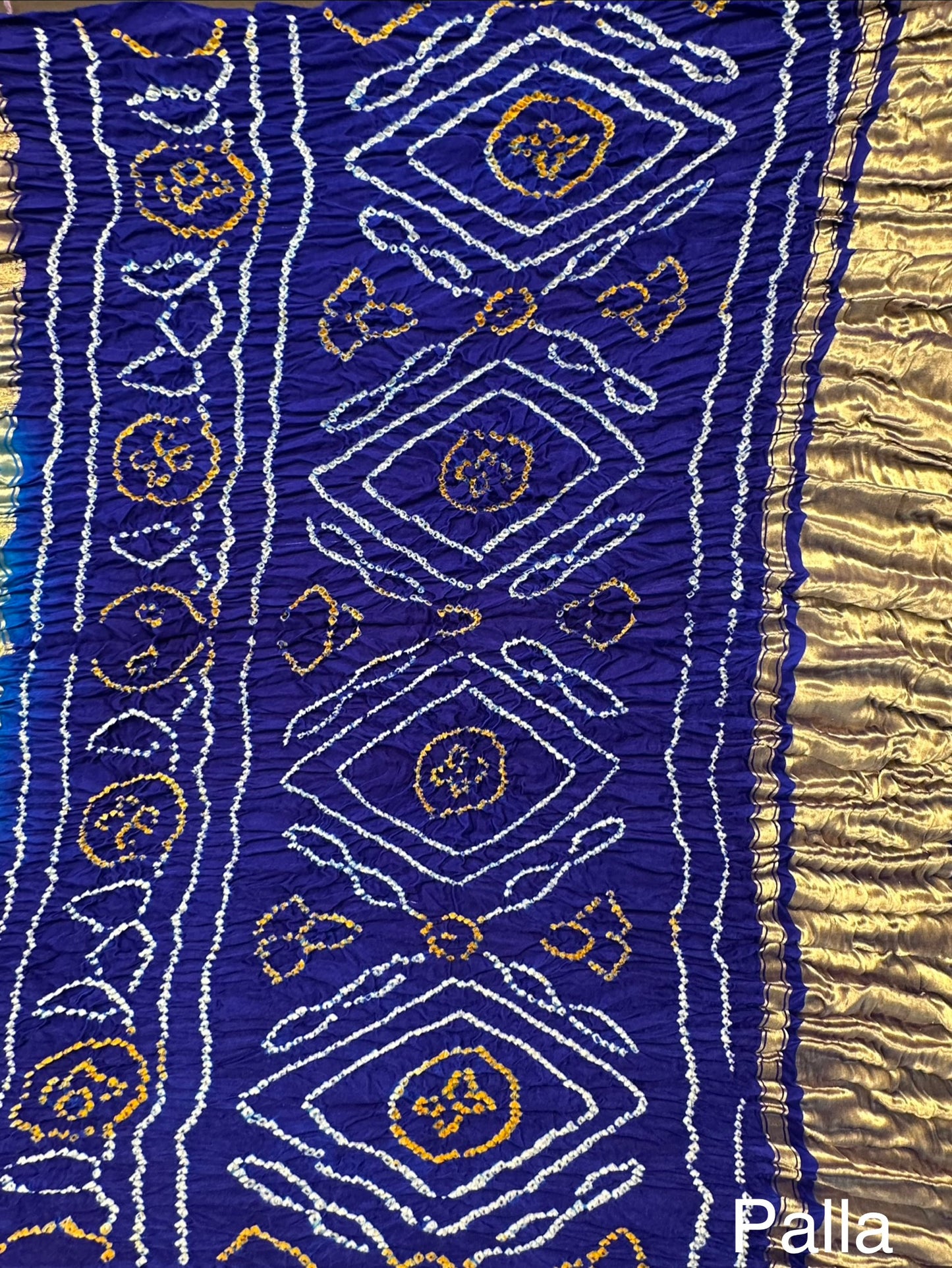 Firozi-Blue Gharchola Bandhej Gajji Silk Saree