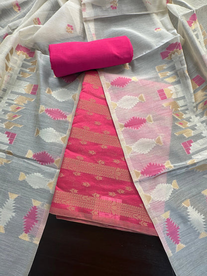 Pink Jacquard Handloom Suit