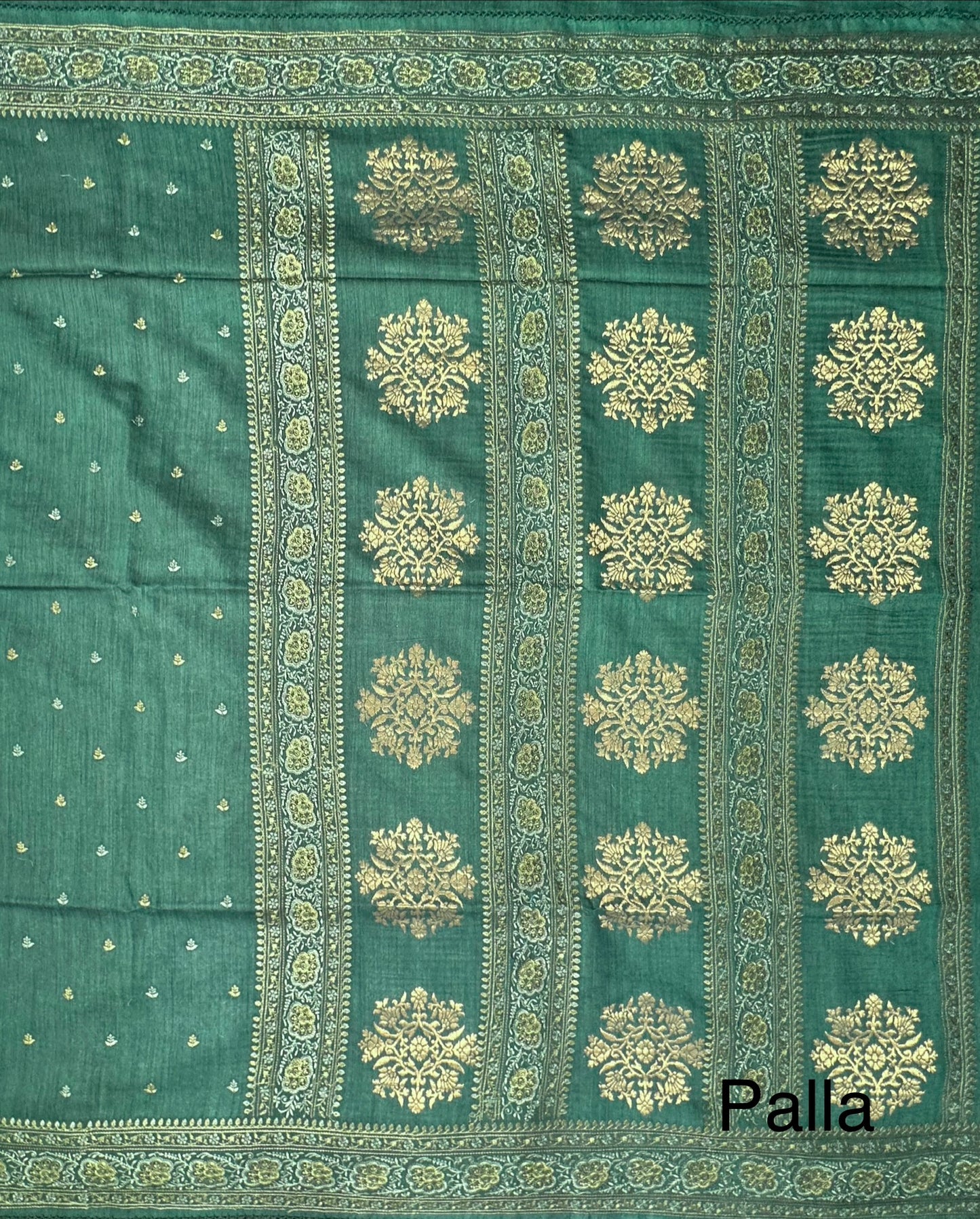 Bottle Green Muga Silk Saree