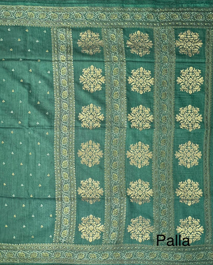Bottle Green Muga Silk Saree