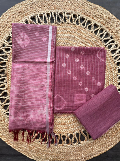 Dusky Pink Kumari Art Cotton 3-Piece Suit