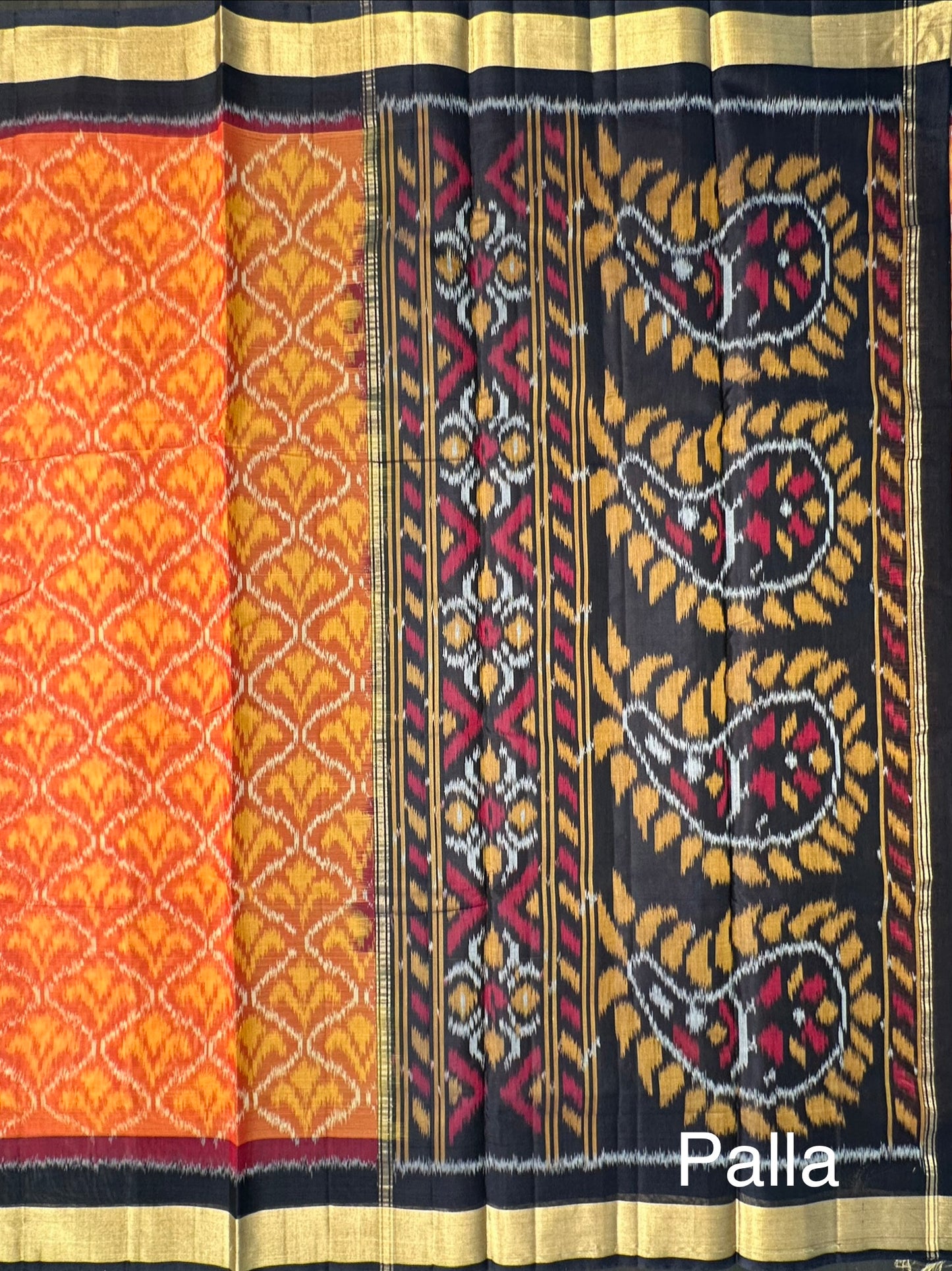 Rust Ikkat Kosa Cotton Silk Saree