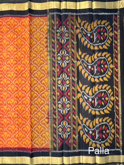 Rust Ikkat Kosa Cotton Silk Saree