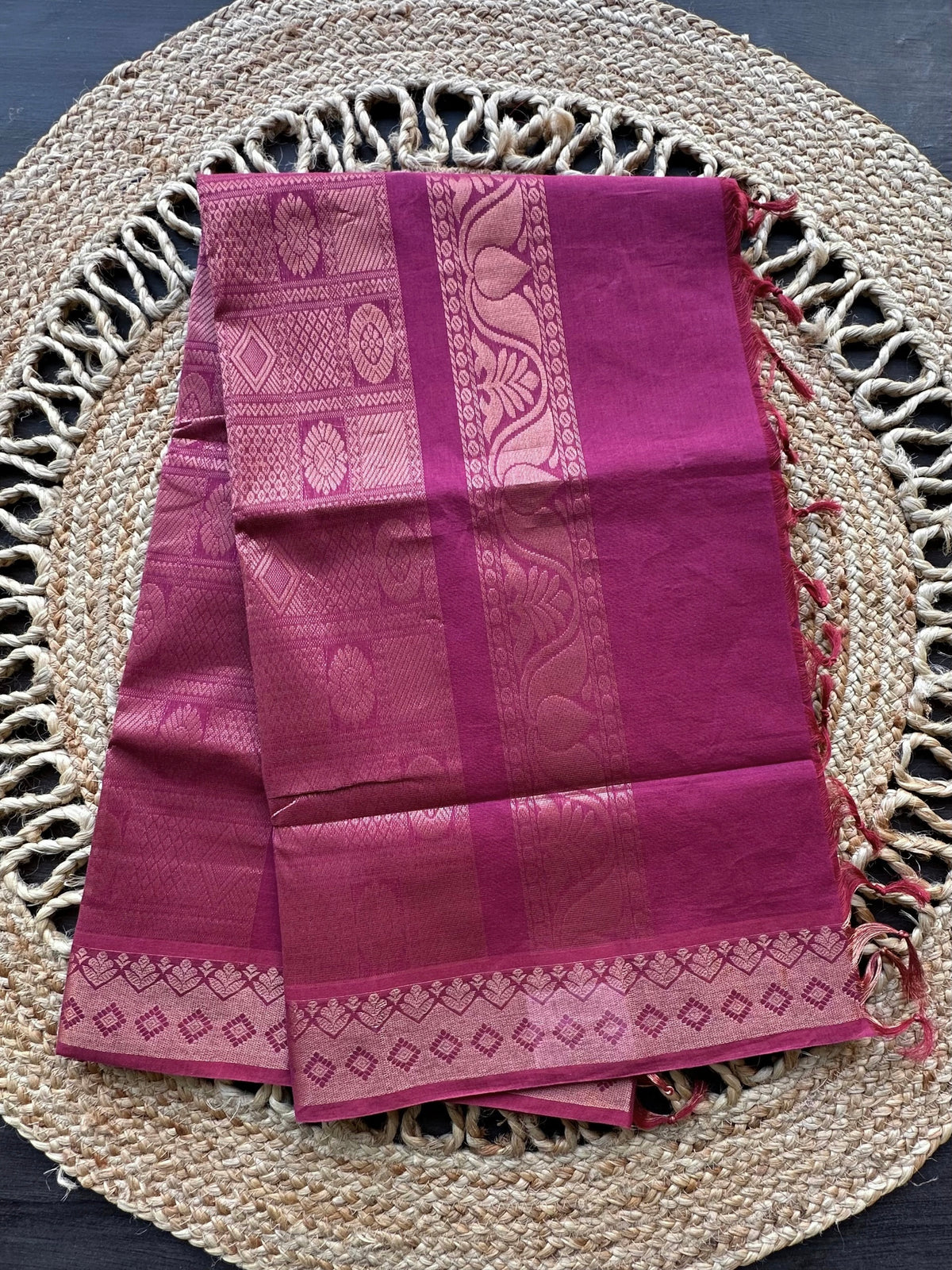Dusky Magenta Kovai Pure Cotton Saree