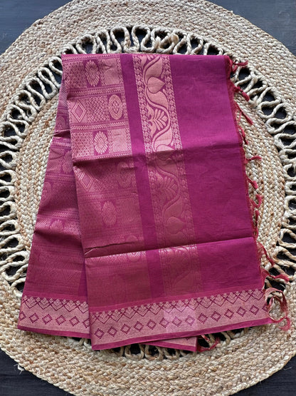 Dusky Magenta Kovai Pure Cotton Saree