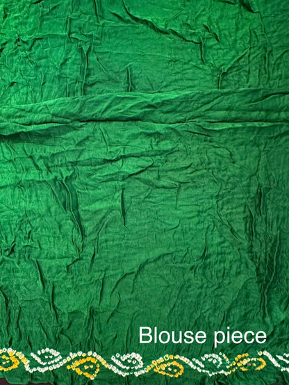 Bottle Green Gharchola Bandhej Gajji Silk Saree