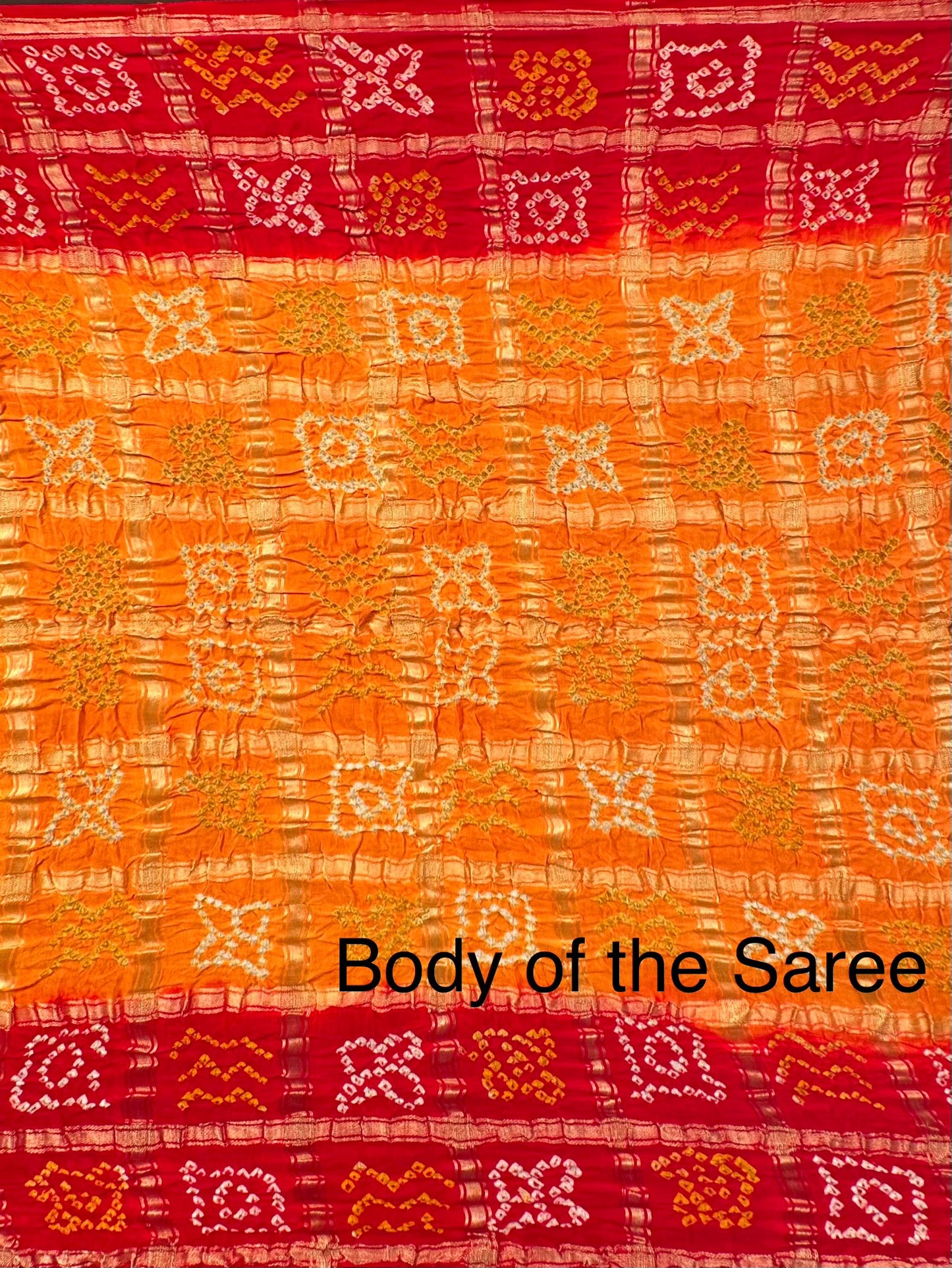 Mustard-Red Gharchola Bandhej Gajji Silk Saree