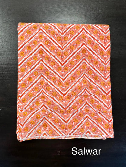 Peach Angrakha Printed Cotton 3-Piece Suit