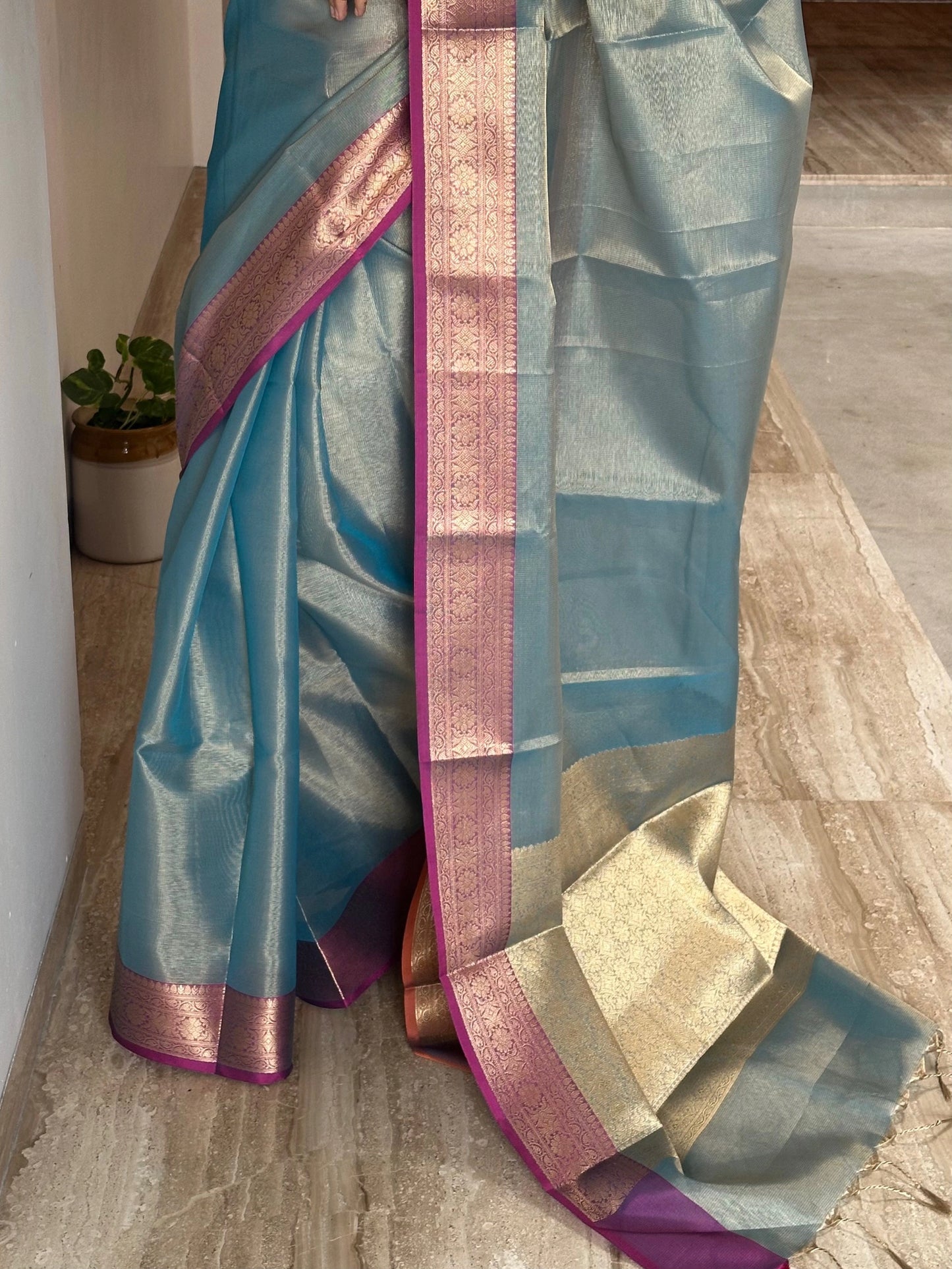 Teal Blue Amrit Tissue Saree