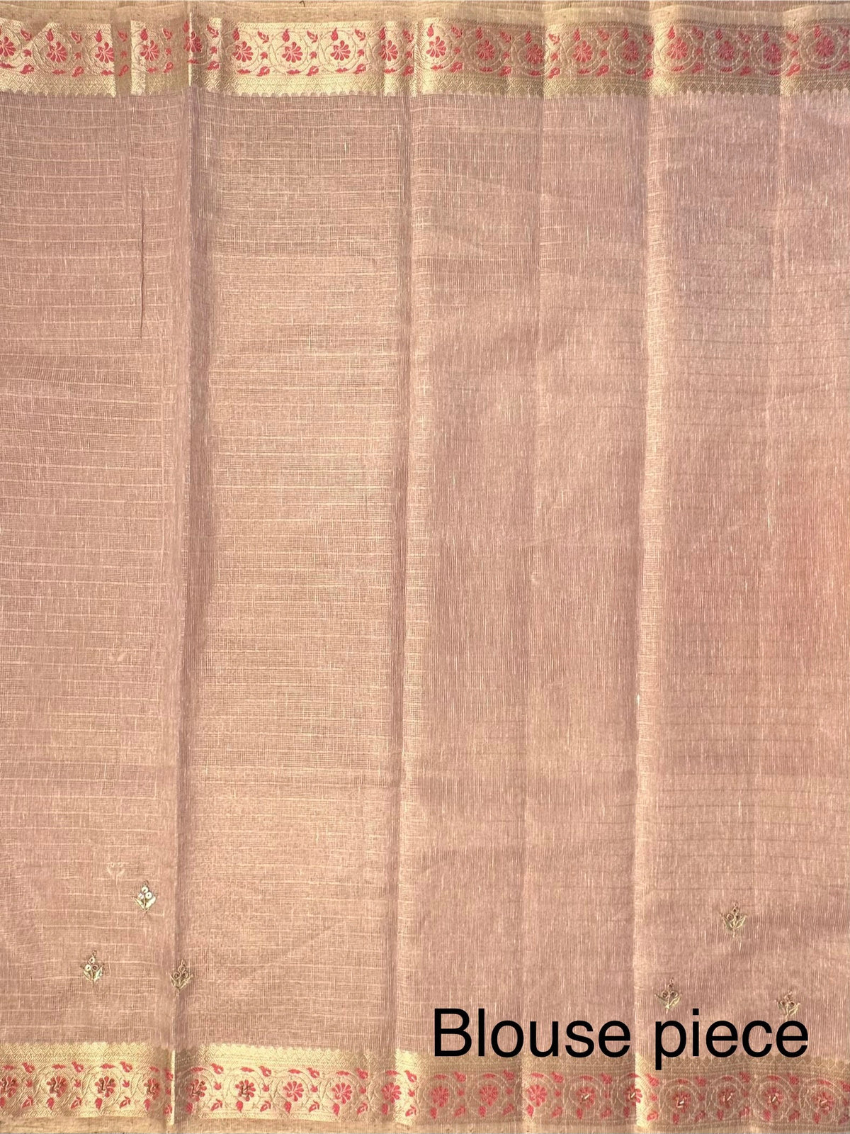Dusky Pink Fancy Zari Cotton Saree With Hand Work