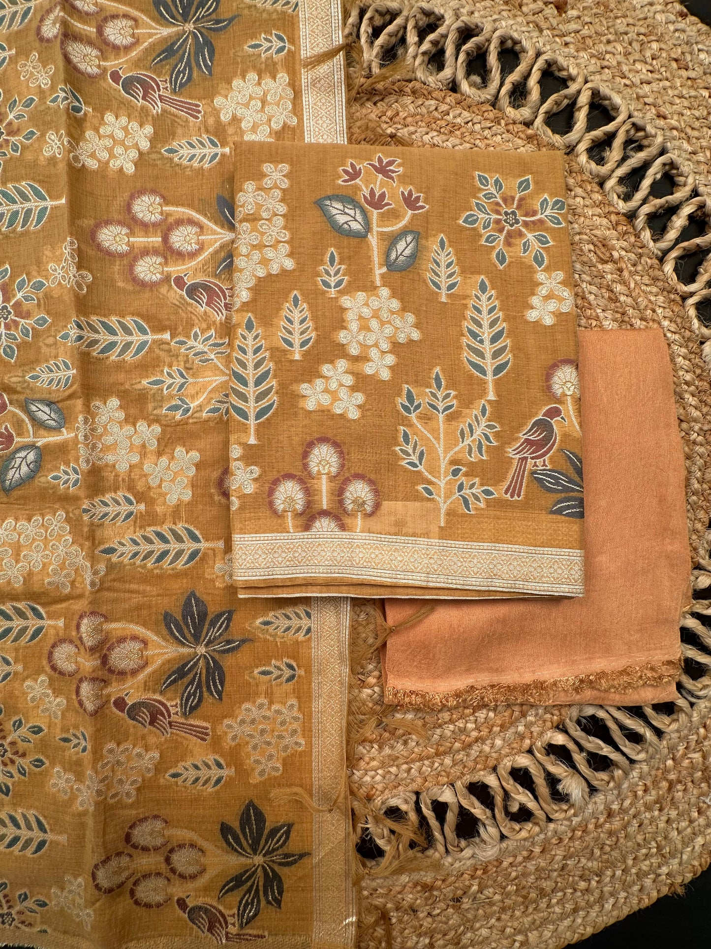 Mustard Fancy Cotton 3-Piece Suit