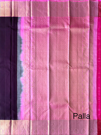 Wine-Pink Handloom Kanjivaram Pure Silk Saree