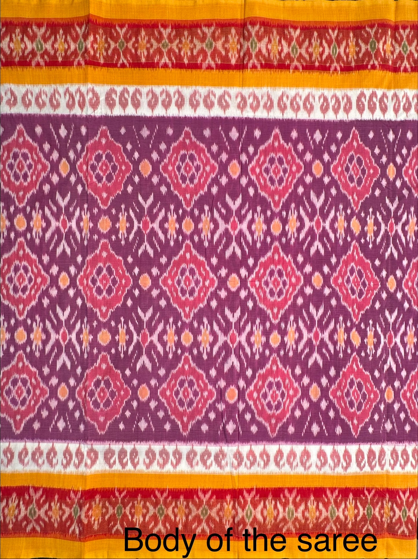 Purple-Mustard Ikkat Cotton Saree