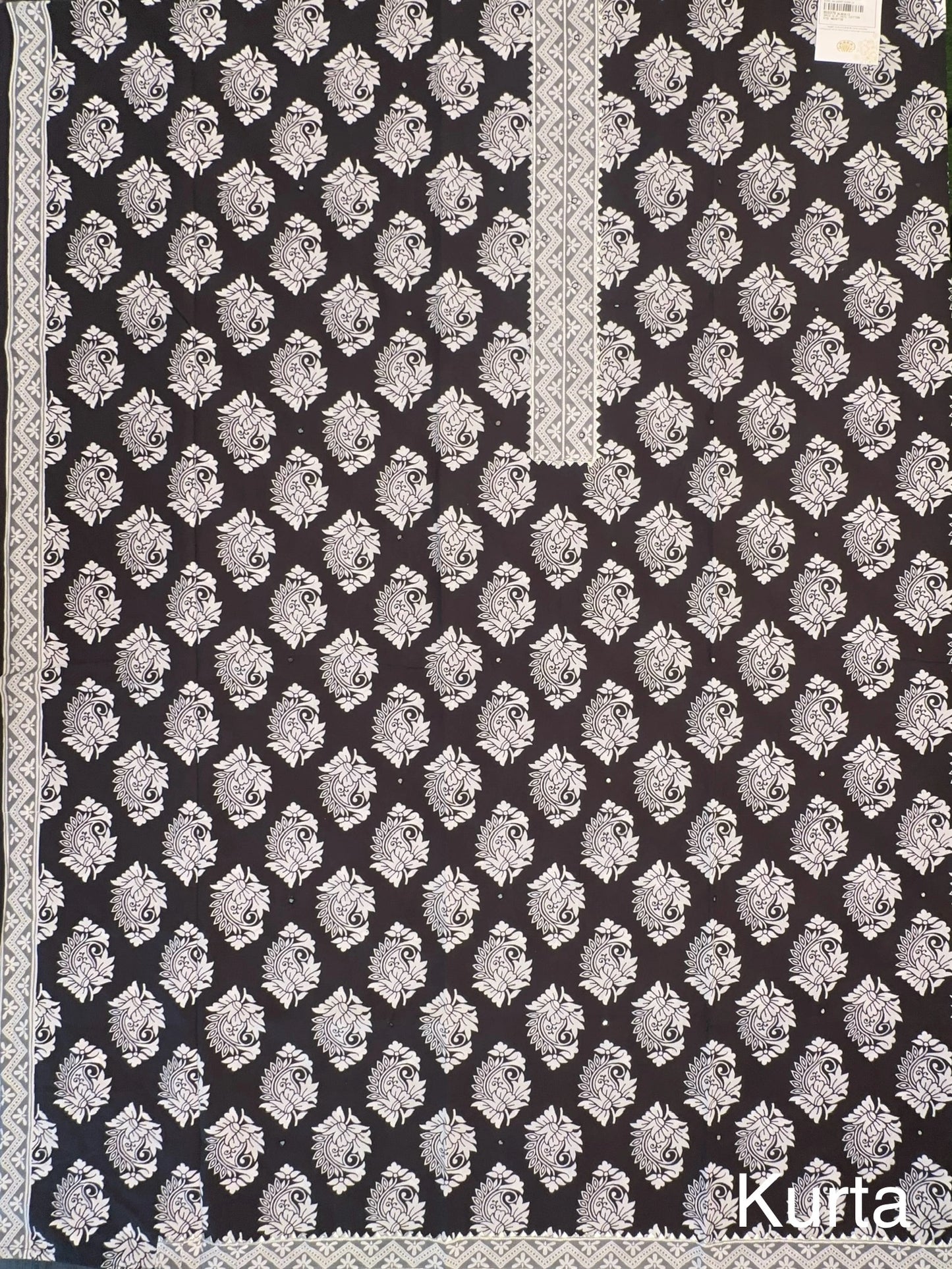 Black Jaipuri Necktie Cotton 3-Piece Suit