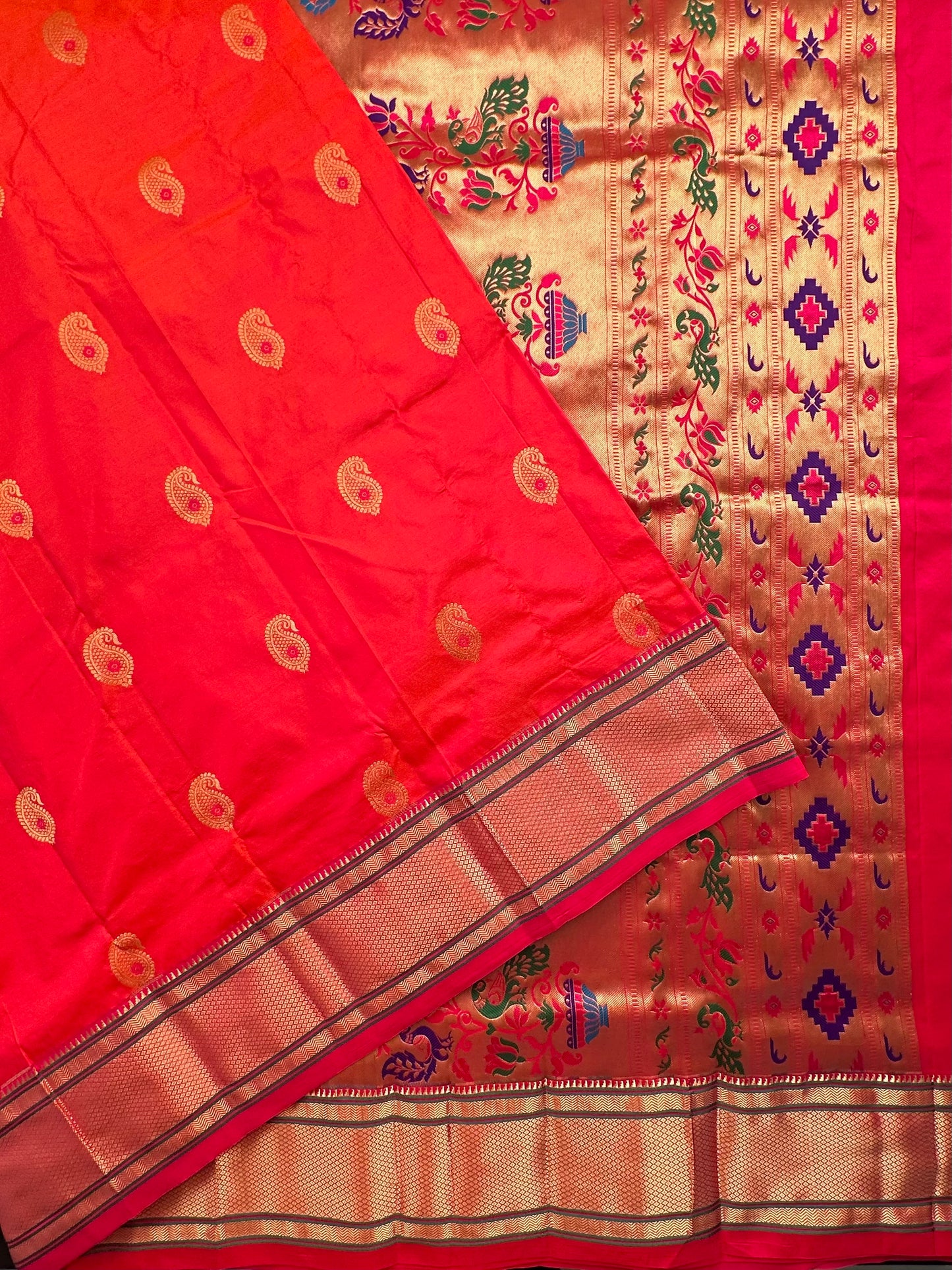 Coral-Rani Paithini Silk Saree