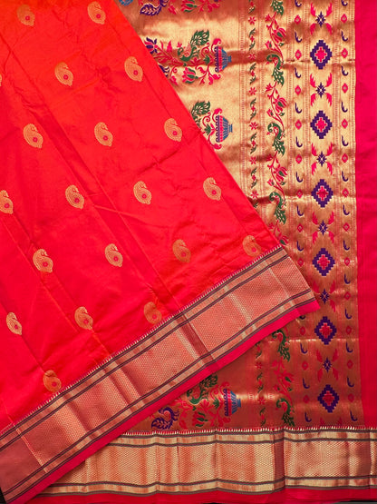 Coral-Rani Paithini Silk Saree