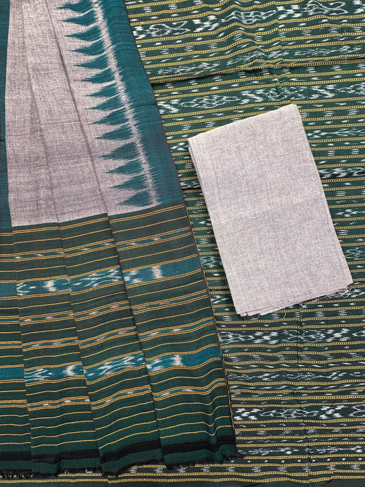 B.Green Ikkat Handloom Cotton  3-Piece Suit