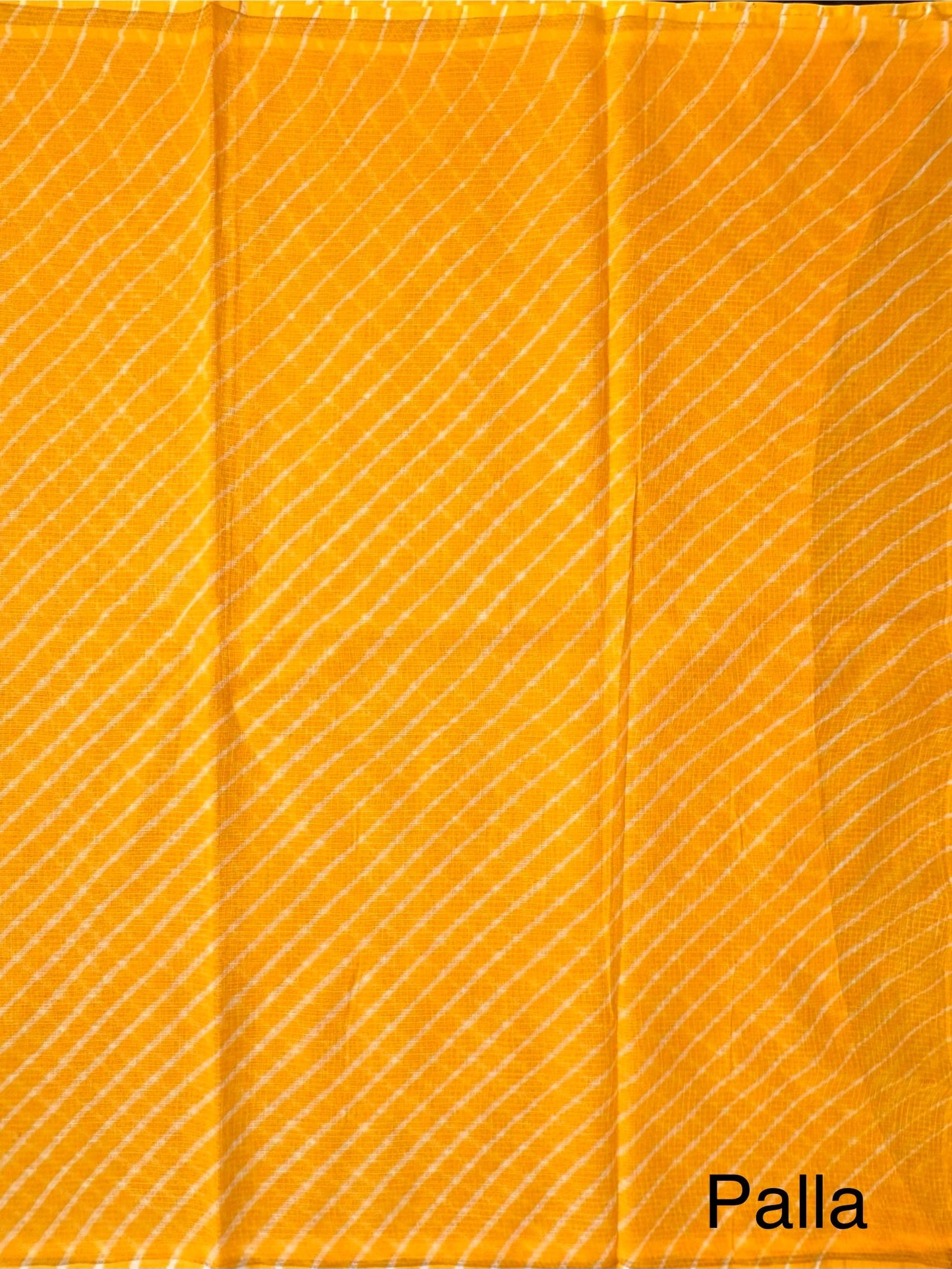 Yellow Khat Leheriya Kota Doria Pure Cotton Saree