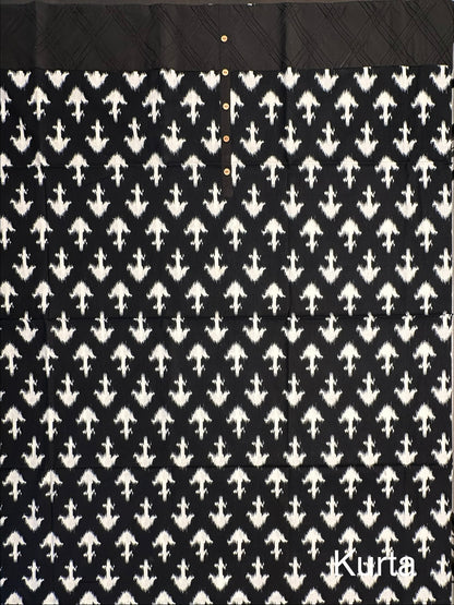 Black Jaipuri Cotton 3-Piece Suit