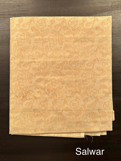 Beige  4-Piece Kota Doria Cotton Unstitched Suit