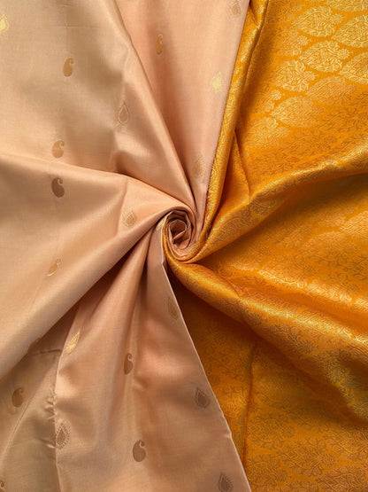 Cream-Yellow Pondicherry Pure Silk Saree