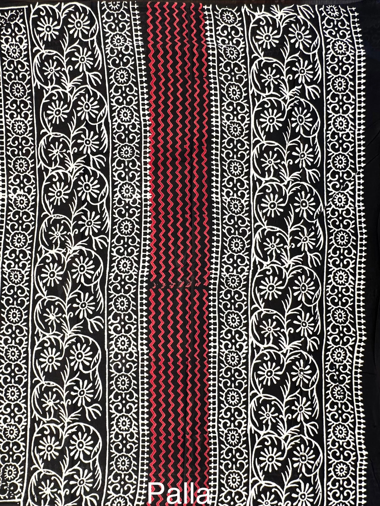 Black Baag Hand Block Print Pure Cotton Saree
