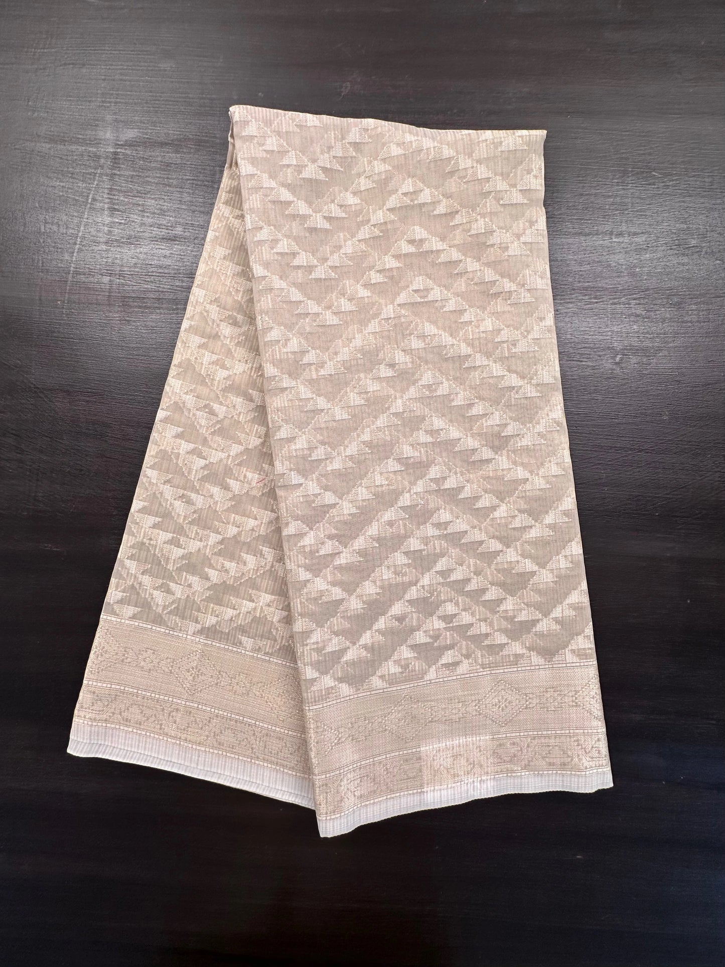 Beige Fancy Cotton Saree