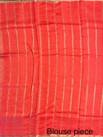 Orange Banarasi Pure Silk Saree