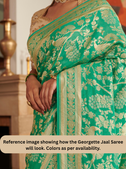 Red Khaddi Jaal Pure Georgette Saree